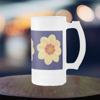 Yellow Dahlia Floral Pattern on Blue