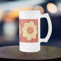 Yellow Dahlia Floral Pattern on Red