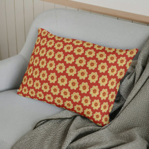 Yellow Dahlia Floral Pattern on Red Pillowcase
