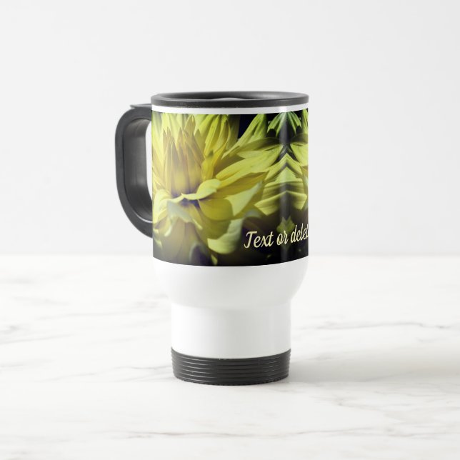 Yellow Dahlia Flower Personalised  Travel Mug (Front Left)