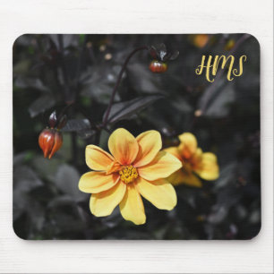 Yellow Dahlia Flowers Wisley Gardens Monongram Mouse Mat