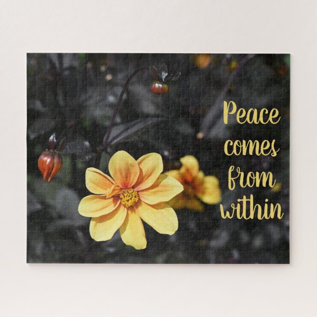 Yellow Dahlia Flowers Wisley Gardens Motivational Jigsaw Puzzle (Horizontal)