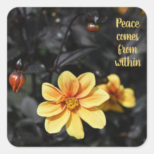 Yellow Dahlia Flowers Wisley Gardens Motivational Square Sticker