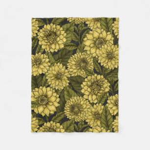 Yellow Dahlia garden Fleece Blanket