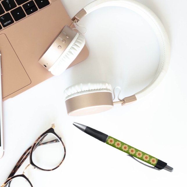 Yellow Dahlia on Green Floral Pattern (In Situ)