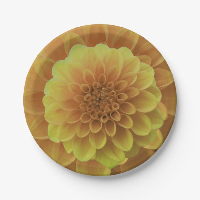 Yellow Dahlia Paper Plate (Front)