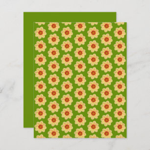 Yellow Dahlia Pattern on Green Scrapbook Paper