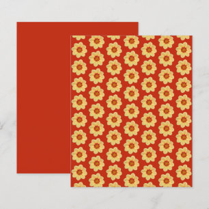 Yellow Dahlia Pattern on Red Scrapbook Paper