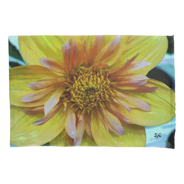 Yellow Dahlia Pillowcase (Front)