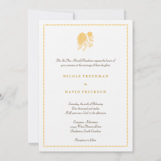 Yellow dahlia simple elegance wedding invitation