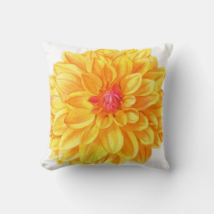 Yellow Dahlia watercolor Cushion