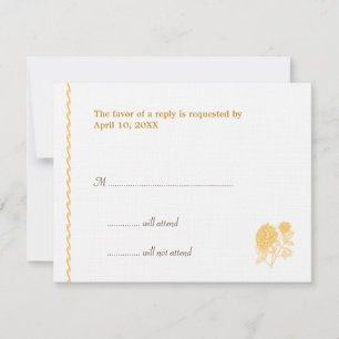 Yellow dahlia wedding enclosure RSVP response card