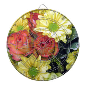 Yellow Daisies and Red Roses Dartboard