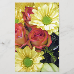 Yellow Daisies and Red Roses Stationery