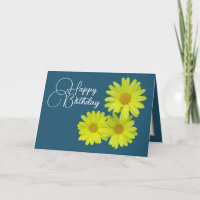 Yellow Daisies Blue Background Happy Birthday