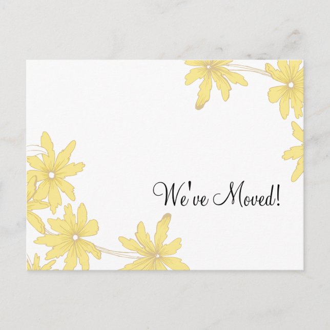 Yellow Daisies Change of Address Announcement Postcard (Front)