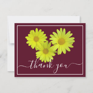 Yellow Daisies Colourful Wine Background Thank You Postcard