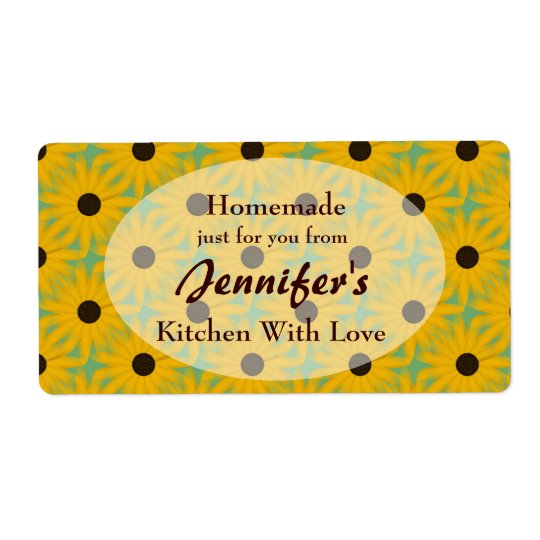 Yellow Daisies Homemade Kitchen Food Label Shipping Label