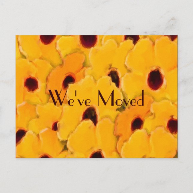 Yellow Daisies New Address Floral Announcement Postcard (Front)