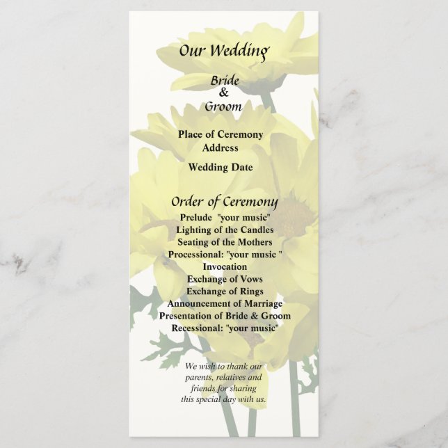 Yellow Daisies Programme (Front)