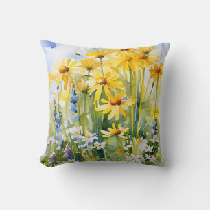 Yellow Daisies Throw Pillow