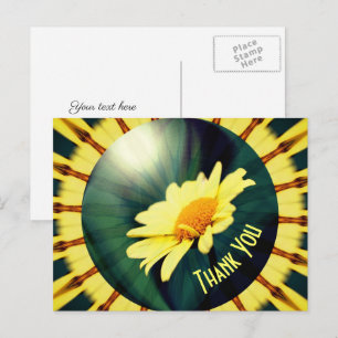Yellow Daisy Abstract Floral Thank You Postcard