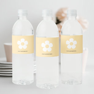 Yellow Daisy Birthday    Elegant Floral Party Water Bottle Label