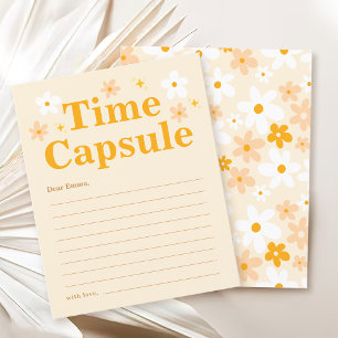 Yellow Daisy Birthday Time Capsule Party Game Card