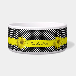 Yellow Daisy Black and White Polka Dots