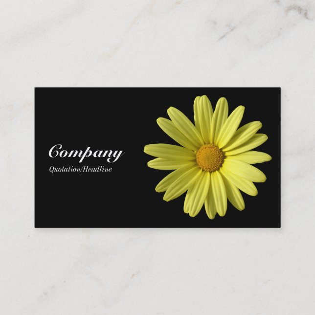 Yellow Daisy - Black Business Card (Front)