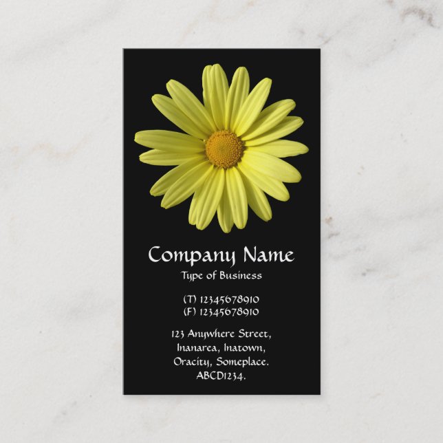 Yellow Daisy - Black Business Card (Front)