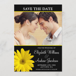 Yellow Daisy Black Photo Save the Date