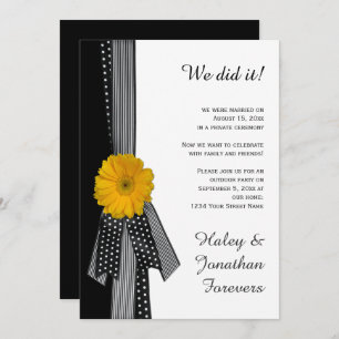 Yellow Daisy Black White Reception Only Invitation