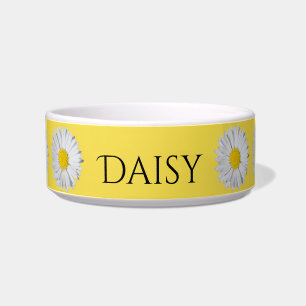 Yellow Daisy Blooms Personalised Pet Dish