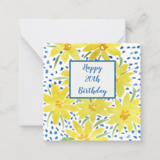 Yellow Daisy Bouquet Blue Dots Custom Birthday Not Card