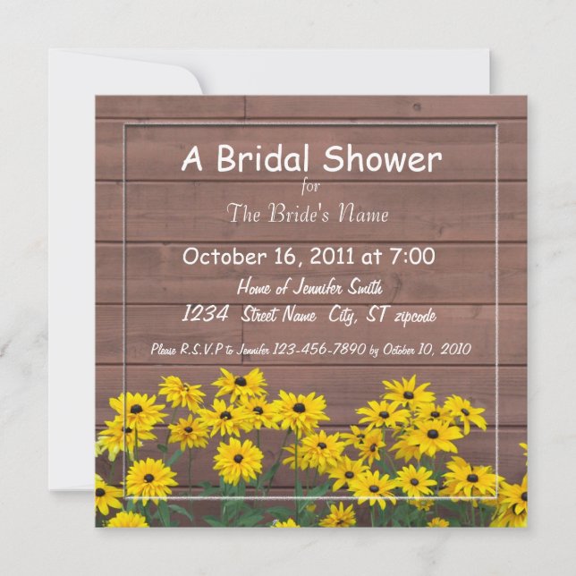 yellow daisy bridal shower invitations (Front)