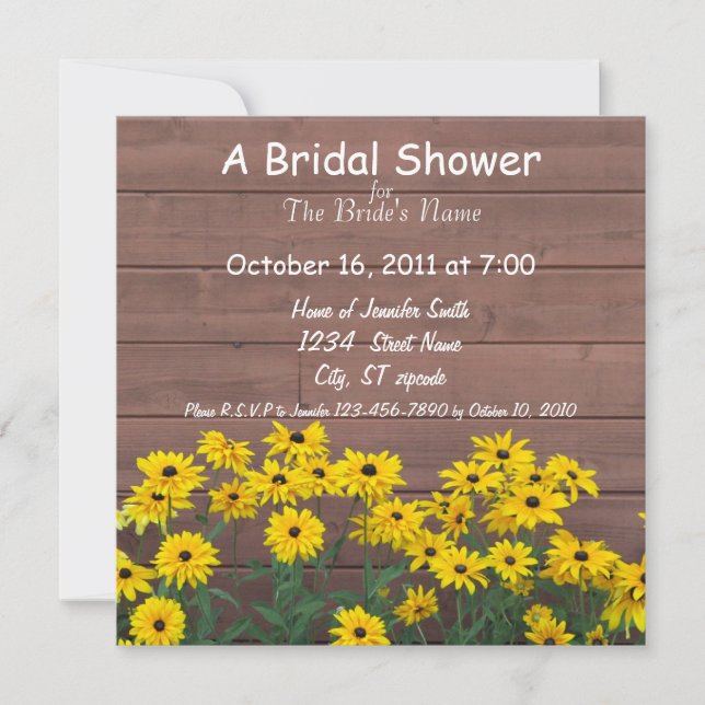 yellow daisy bridal shower invitations (Front)