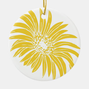 YELLOW DAISY CERAMIC TREE DECORATION