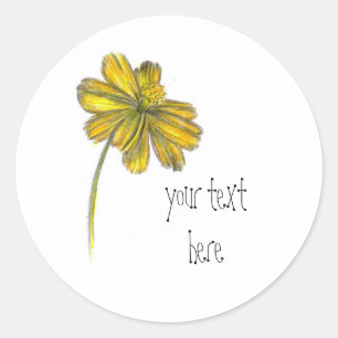 Yellow Daisy Coreopsis Wildflower Custom Name Classic Round Sticker