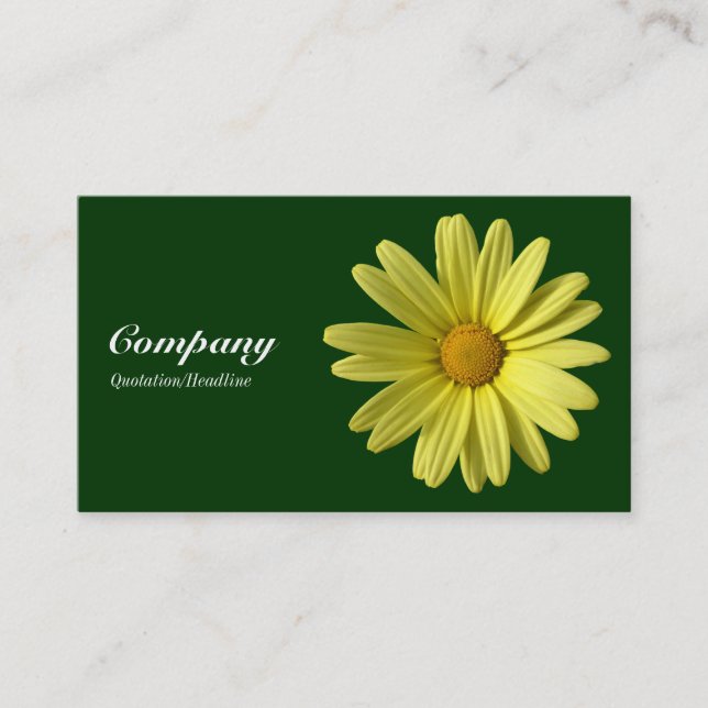 Yellow Daisy - Dark Green 003300 Business Card (Front)