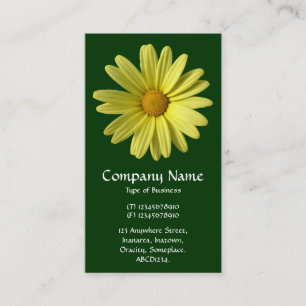 Yellow Daisy - Dark Green Business Card