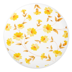 Yellow Daisy Drawer Knob Small Floral Vintage
