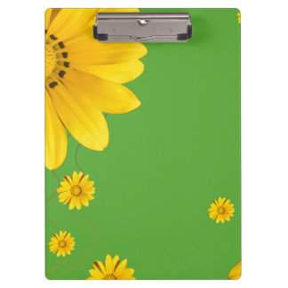 Yellow Daisy Floral Design on Green backround Clipboard