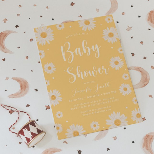 Yellow Daisy Floral Girl Baby Shower Invitation (Creator Uploaded)