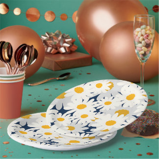 Yellow Daisy Floral Pattern Garden Party Napkins Paper Plate