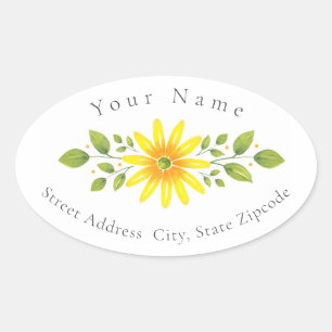 Yellow Daisy Floral Swag Label