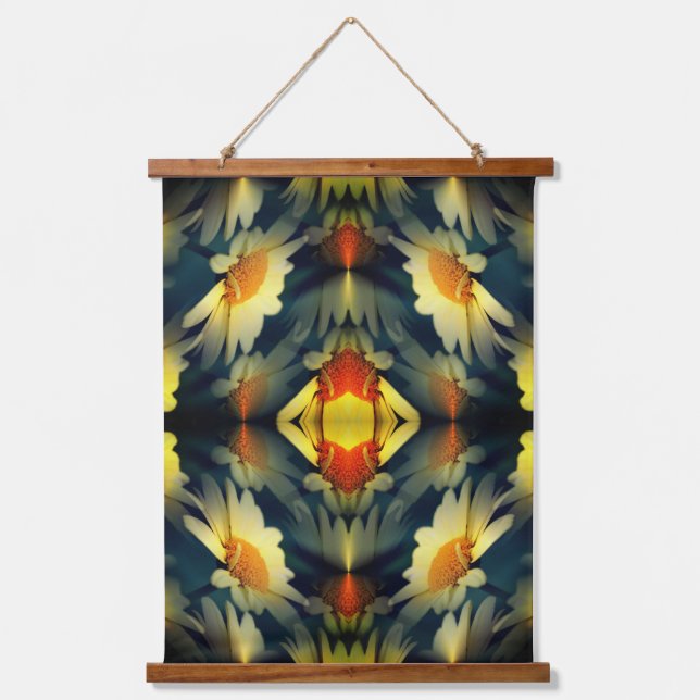 Yellow Daisy Flower Abstract  Hanging Tapestry (Front)