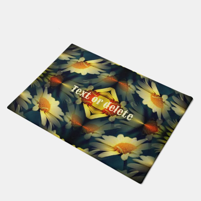 Yellow Daisy Flower Abstract Personalised Doormat (Angled)