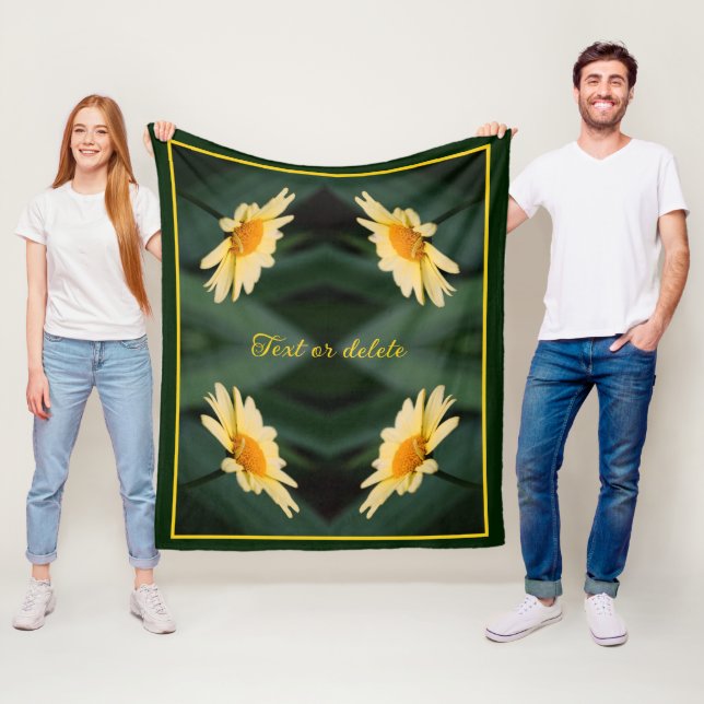 Yellow Daisy Flower Abstract Personalised Fleece Blanket (In Situ)