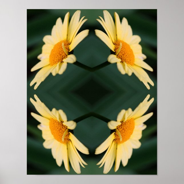 Yellow Daisy Flower Close Up Mirror Abstract  Poster (Front)